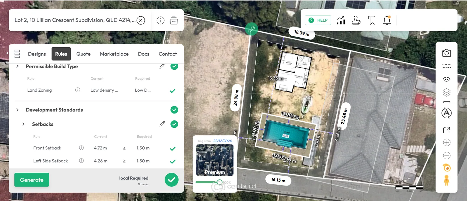 Zoning compliant pool building