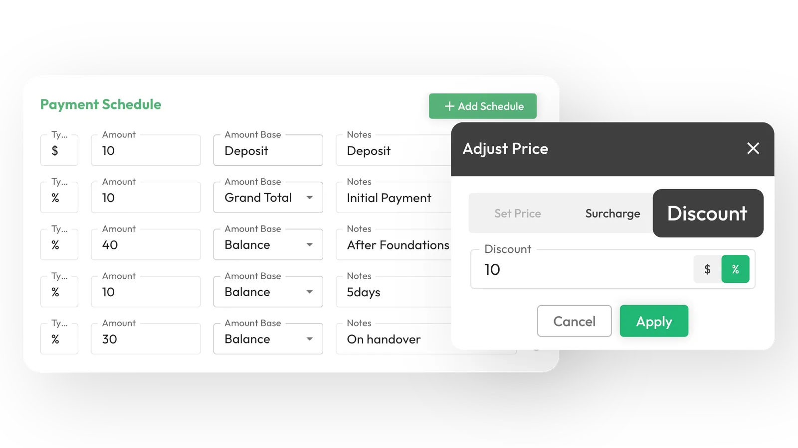Set Payment Schedule