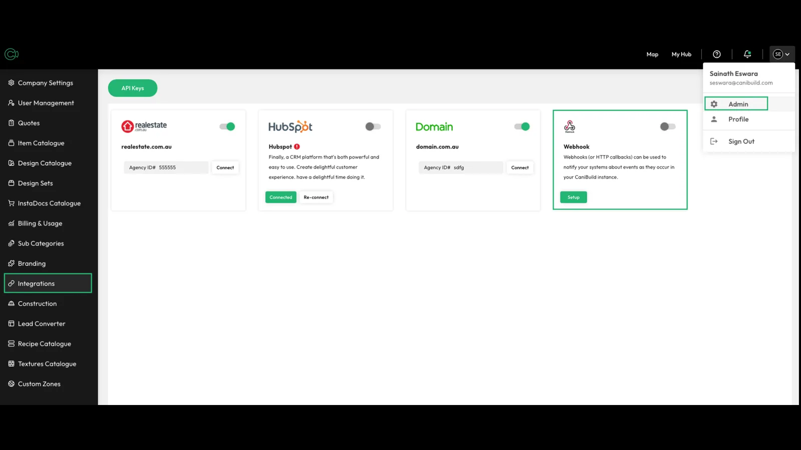 Webhook on Canibuild