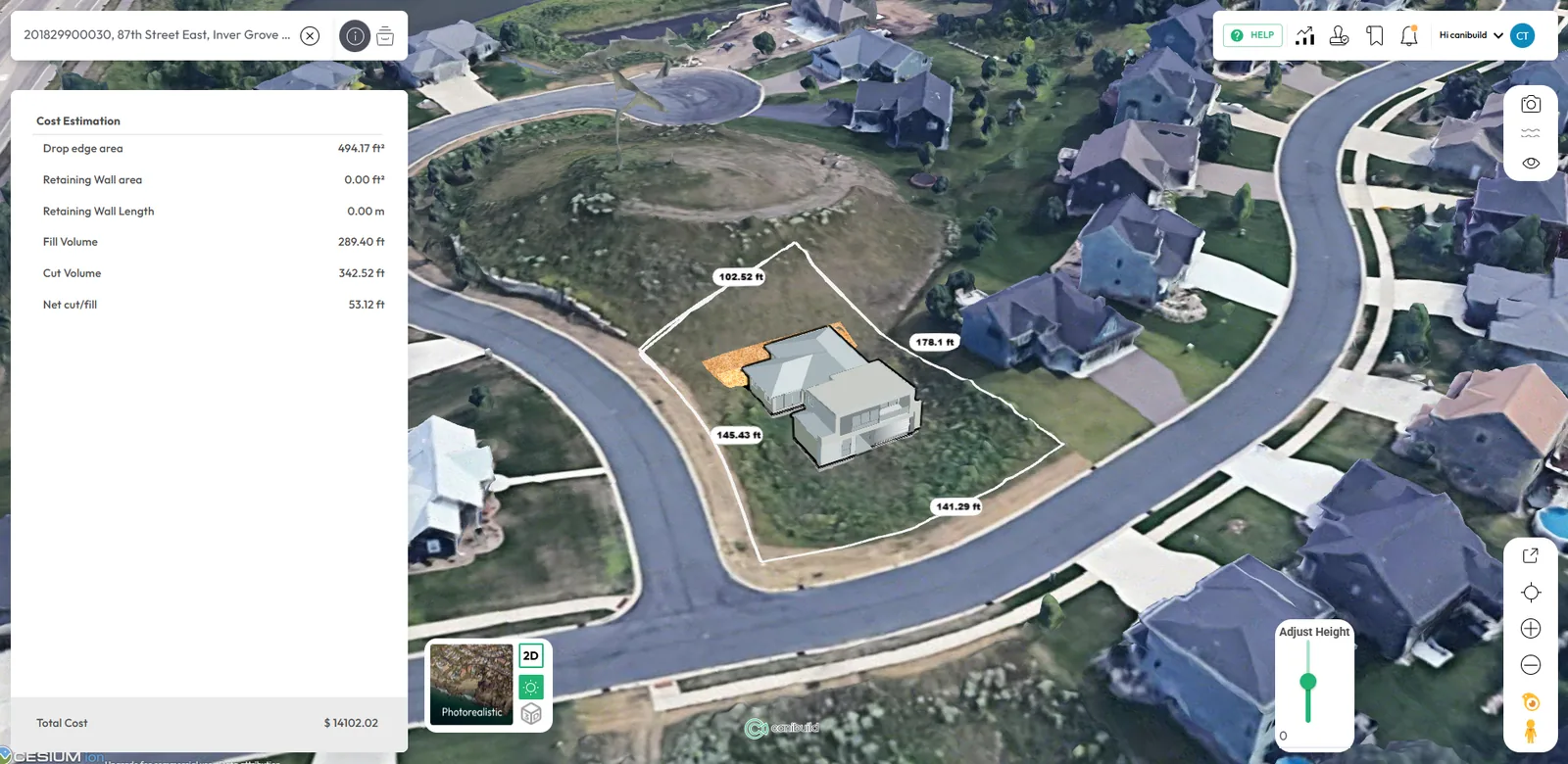 canibuild product update: retaining wall in 3D